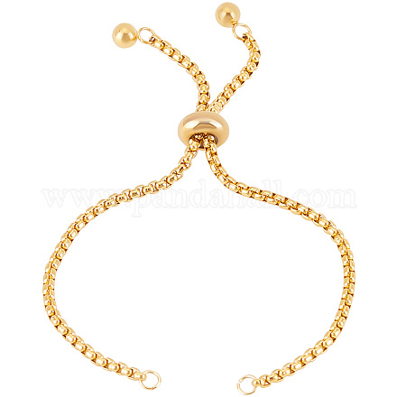 Beebeecraft 1 Box 10 Strand Adjustable Slider Bracelet Chain Gold Stainless Steel 26cm Jewelry Making Chains with Ball Ends for Women Semi Finished DIY STAS-BBC0001-63G-1