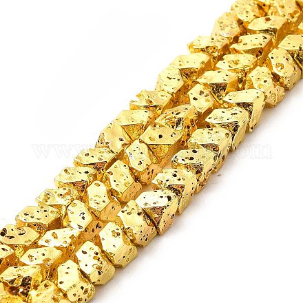 Electroplated Natural Lava Rock Beads Strands G-G984-11G-1