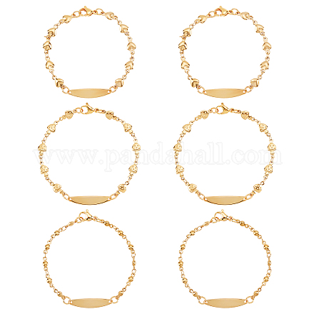 Unicraftale 3 pz 3 stile 304 braccialetti a maglie ovali in acciaio inossidabile da donna BJEW-UN0001-24-1