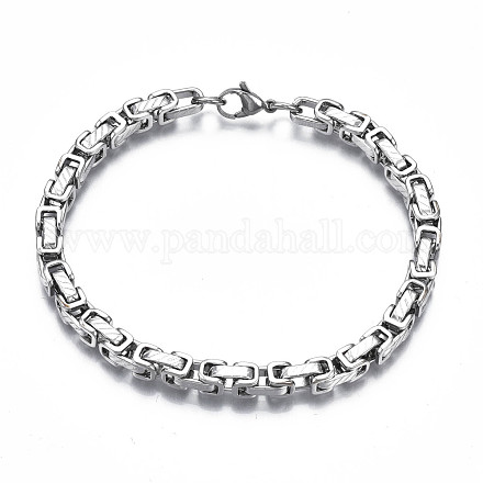 201 pulsera de cadena bizantina de acero inoxidable para hombres y mujeres. BJEW-S057-80-1