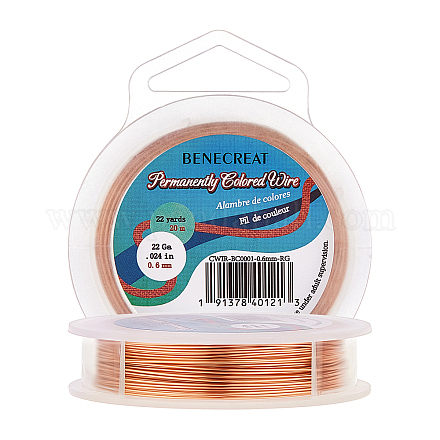 BENECREAT 24-Gauge Tarnish Resistant Copper Wire CWIR-BC0001-0.5mm-RG-1