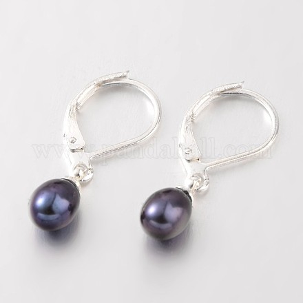 Tinti goccia d'acqua dolce perla leverback orecchini pendenti EJEW-JE01795-1