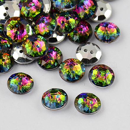 Botones redondos planos del diamante artificial de acrílico de Taiwán de 2-agujero BUTT-F015-11.5mm-13-1