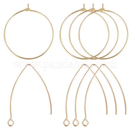 Beebeecraft 40Pcs 2 Style Dangle Earring Findings 18K Gold Plated V Shaped Earring Hooks Open Earring Beading Hoop for DIY Jewelry Making KK-BBC0005-42-1