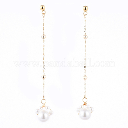 Boucles d'oreilles en perles de coquille EJEW-JE04137-01-1