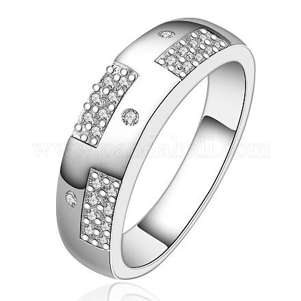 女性のためのシンプルなデザインの絶妙な真鍮キュービックジルコニア指輪  銀  usサイズ8（18.1mm） RJEW-BB09070-8-1