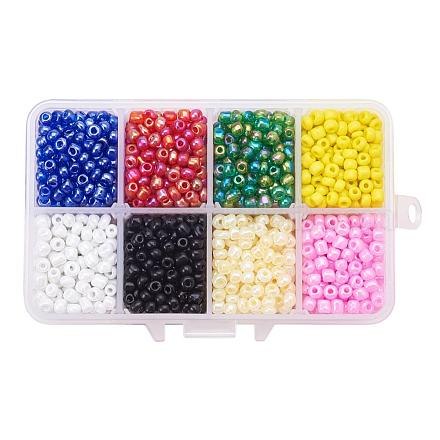 1 caja 6/0 perlas de vidrio semillas redondas perlas separadoras sueltas SEED-X0050-4mm-07-1