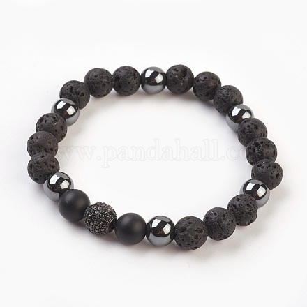 Natural Gemstone Stretch Bracelets BJEW-JB03814-01-1