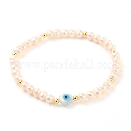 Cuentas de perlas naturales estiran pulseras BJEW-JB05539-02-1