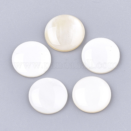 淡水シェルカボション  無色透明エポキシ樹脂  フラットラウンド  乳白色  12x2.5~3mm SHEL-T012-14D-1
