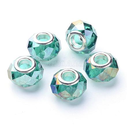 Faceted AB Color Glass European Rondelle Beads Fit European Charm Bracelets X-GPDL-H006-20-1