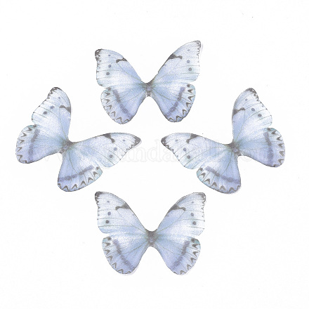 ポリエステル生地の翼の工芸品の装飾  DIYのジュエリー工芸品イヤリングネックレスヘアクリップ装飾  蝶の羽  ライトスチールブルー  37x43mm X-FIND-S322-005B-01-1