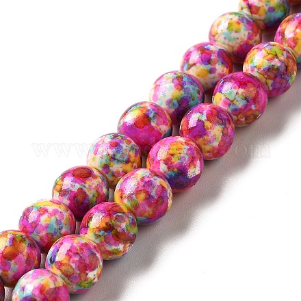 Hilos de perlas sintéticas teñidas de turquesa G-E594-24F-1
