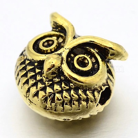 Halloween 3D Owl Head Alloy Beads PALLOY-L150-02AG-1