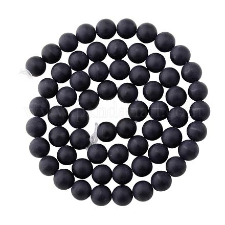Пандахолл элитный сорт круглые нити из матового натурального черного агата G-PH0006-04-1