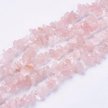 Natural de cuarzo rosa de piedra hebras de abalorios G-R192-03-1