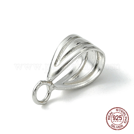 Rhodium Plated 925 Sterling Silver Pendant Bails X-STER-F036-09P-7x13mm-1