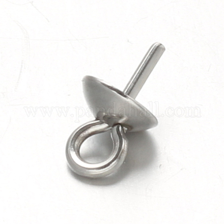 304 ciondolo a forma di spilla con perle a forma di tazza in acciaio inossidabile STAS-G170-16P-4mm-1