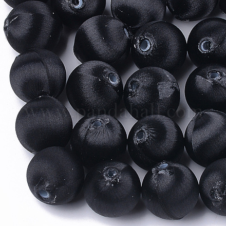 Polyester Thread Fabric Covered Beads WOVE-T007-16mm-11-1