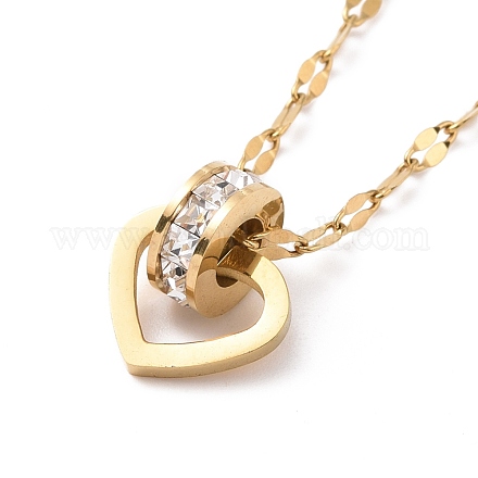 Colonne de strass en cristal avec collier pendentif coeur NJEW-A004-17G-1