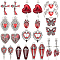 24Pcs 12 Styles Alloy Enamel Pendants, Mixed Shapes, Red, 20.5~49x11~26~37x2~6.5mm, Hole: 1.2~2.8mm, 2pcs/style