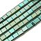Electroplated Non-magnetic Synthetic Hematite Beads Strands, Square, 2-Hole, Medium Aquamarine, 6x6x3mm, Hole: 1.2mm, about 69pcs/strand, 15.55 inch(39.5cm)