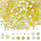 2 Bags Glass Beads, Round & Starfish & Fish & Rondelle, Mixed Style, Yellow, 2~14x2~10x1~8.5mm, Hole: 0.8~1.5mm