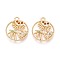 Alloy and Rhinestone Pendants, Flat Round with Tree, Golden, 21x18x2mm, Hole: 1.6mm