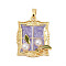 Brass Enamel Pendants, with Imitation Pearls, Rectangle with Leaf Charms, Rack Plating, Lasting Plated, Cadmium Free & Lead Free, Lilac, 25.5x21x5.5mm, Hole: 4x2.5mm