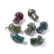 Natural Indian Agate Pendants, with Platinum Tone Brass Findings, Mushroom , 22~24x14~15mm, Hole: 2.4mm