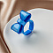 Bowknot Resin Cuff Rings for Women, with Glitter Powder, Dodger Blue, Inner Diameter: 18mm