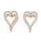 Clear Cubic Zirconia Heart Hoop Earrings, Brass Jewelry for Women, Real 18K Gold Plated, 19x13mm