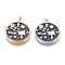 Brass Cubic Zirconia Pendants, with Enamel, Flat Round with Dipper, Black, Mixed Color, 27.5x24x2mm, Hole: 3mm