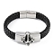 Braided Microfiber Leather Cord Bracelets, with 304 Stainless Steel Magnetic Clasps, Snake, 8-1/2 inch(21.5cm)