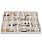 1Pc Linen Jewelry Pendant Necklace Storage Box with 24 Compartments, Jewelry Organizer Display Case for Necklaces Pendants Storage, Rectangle, Linen, 35.4x24x3cm