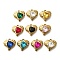 304 Stainless Steel Pendants, with Rhinestone, Real 18K Gold Plated, Ion Plating(IP), Heart, Mixed Color, 16.5x16.5x5.5mm, Hole: 1.8mm