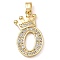 Rack Plating Brass Micro Pave Cubic Zirconia Pendants, Long-Lasting Plated, Lead Free & Cadmium Free, Real 18K Gold Plated, Letter O, 22~24x12~22x2mm, Hole: 3x4mm