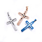 304 Stainless Steel Pendants, Cross, Mixed Color, 45x29x4mm, Hole: 8x5mm