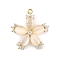 Brass Micro Pave Cubic Zirconia Pendants, with Shell, Flower, Real 14K Gold Plated, 18x17x3.5mm, Hole: 1mm