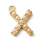Plastic Imitation Pearl Pendants, with Brass Findings, Golden, Letter X, 7~14x13.5~15x3mm, Hole: 1.3~1.4mm
