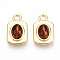 Rectangle Alloy Resin Charms, Imitation Gemstone Charms, Golden, 13.5x8.5x4mm, Hole: 2mm