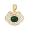 Glass Pendants, with Brass Micro Pave Cubic Zirconia Findings, Cloud, Real 18K Gold Plated, 20x25x6mm