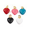 Rack Plating Brass Enamel Pendants, with Jump Ring, Cadmium Free & Lead Free, Long-Lasting Plated, Real 18K Gold Plated, Heart Charm, Mixed Color, 9.5x7.5x3.5mm, Hole: 3mm