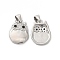 Brass & Glass & Cubic Zirconia Pendants, Owl Charm, Real Platinum Plated, 16x12x3mm, Hole: 3.4x3.9mm
