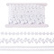 Pandahall 15Yards 3 Styles Polyester Hollow Leaf Ribbons, for Gift Packaging, with 1Pc Cardboard Display Card, White, 5/8~1-3/8 inch(17~34mm), 5yards/style