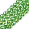 Transparent Electroplate Glass Beads Strands, Faceted, Round, Green, 9.5~10mm, Hole: 1.2mm, about 59pcs/strand, 22.05''(56cm)