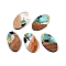 Transparent Resin and Walnut Wood Pendants, Oval Charms with Gold Foil, Cyan, 22x12.5x3.5mm, Hole: 2mm