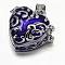 Enamel Heart Rack Plating Platinum Brass Prayer Box Pendants, Wish Box, Dark Slate Blue, 19x20x11mm, Hole: 5x3mm