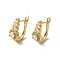 Brass Hoop Earrings, with Glass, Light Gold, 19x8mm