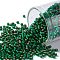 TOHO Round Seed Beads, Japanese Seed Beads, (36F) Matte Silver Lined Emerald Green, 11/0, 2.2mm, Hole: 0.8mm, about 5555pcs/50g